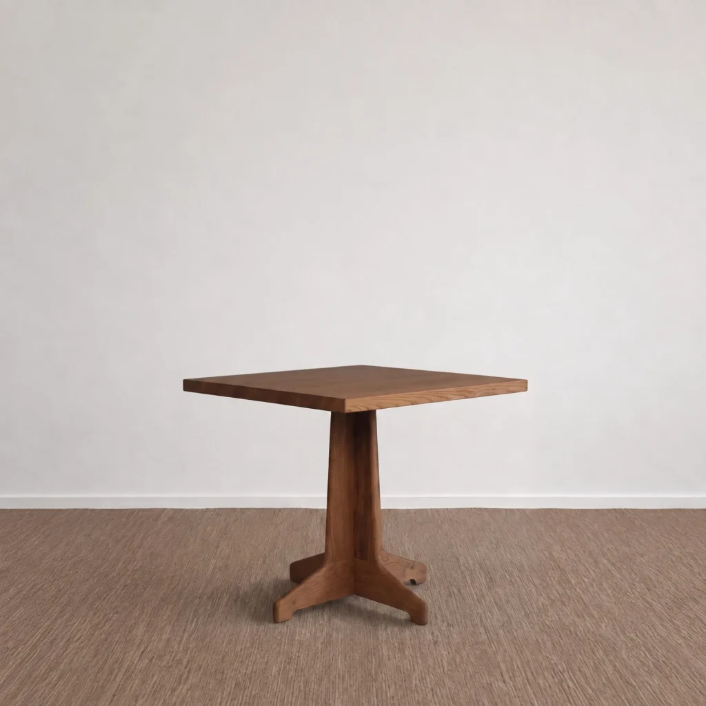 Joint Square Walnut Table on Central Tenon Pedestal in walnut — front view