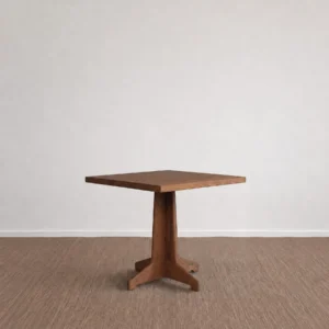 Joint Square Walnut Table on Central Tenon Pedestal in walnut — front view