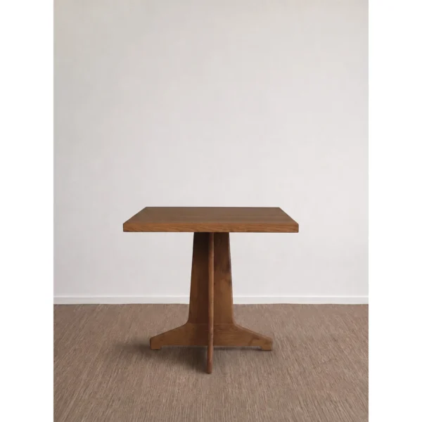 Joint Square Walnut Table on Central Tenon Pedestal in walnut — in a room setting