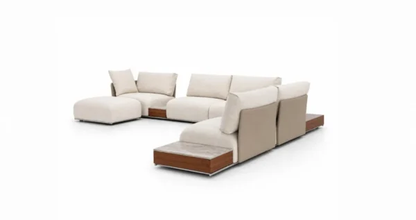Julian Modular Sofa in Cream Fabric with Integrated Side — in a room setting