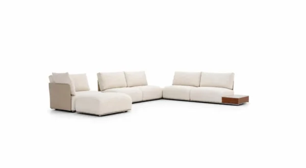 Julian Modular Sofa in Cream Fabric with Integrated Side — in a room setting