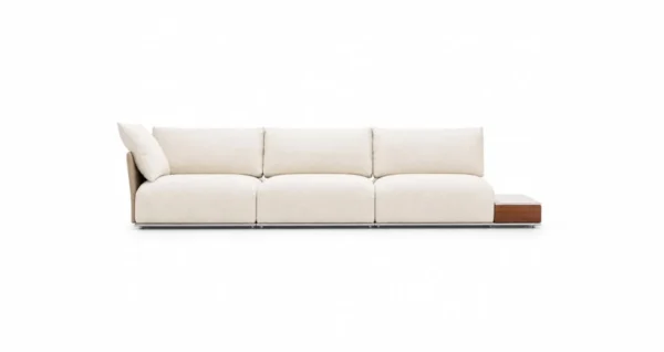 Julian Modular Sofa in Cream Fabric with Integrated Side — in a room setting