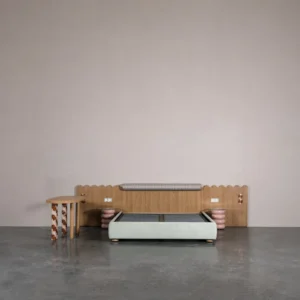 Kids Room Wave Oak Bed Set in solid oak — front view