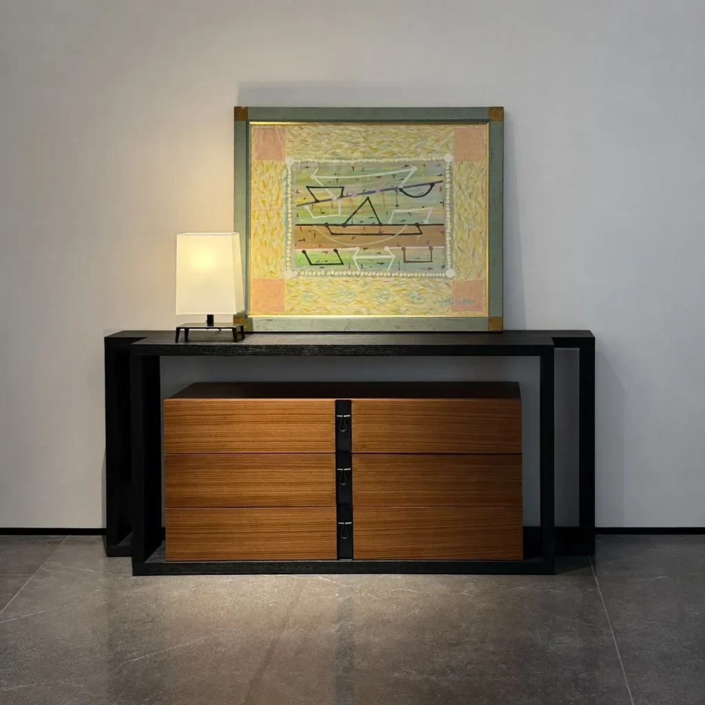 L001 French Quiet Entryway Cabinet in walnut — front view