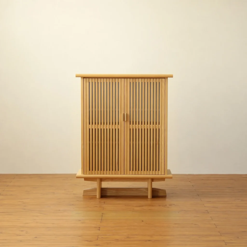 Lan Wine Cigar Cabinet in walnut — front view