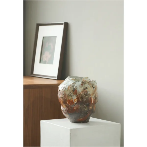 Volcanic Lava Glaze Floor Jar Vase, Large or Small in ivory — in a room setting