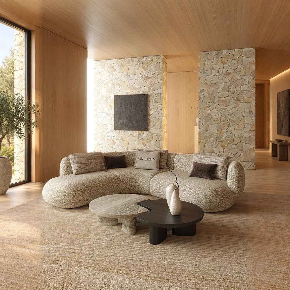 Large Living Room Sofa in linen blend — front view