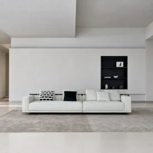 Large Minimalist Sofa in performance fabric — front view