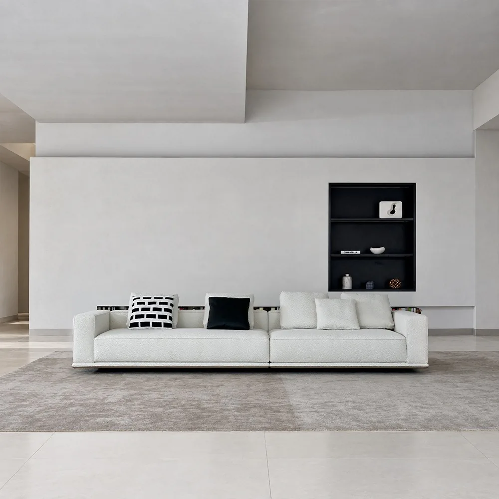 Large Minimalist Sofa in performance fabric — front view