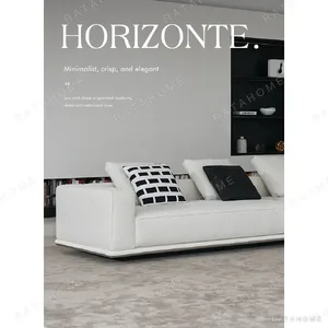 Skyline Modular Sofa in Cream Fabric on Low Floating Base — in a room setting