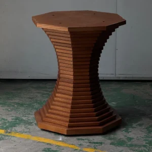 Stacked-Layer Octagonal Walnut Table Base in walnut — front view