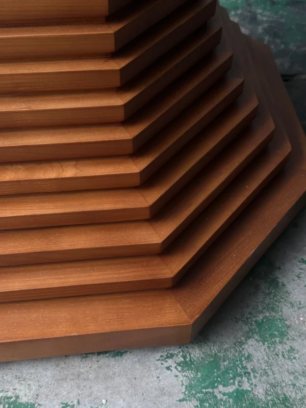 Stacked-Layer Octagonal Walnut Table Base in walnut — detail