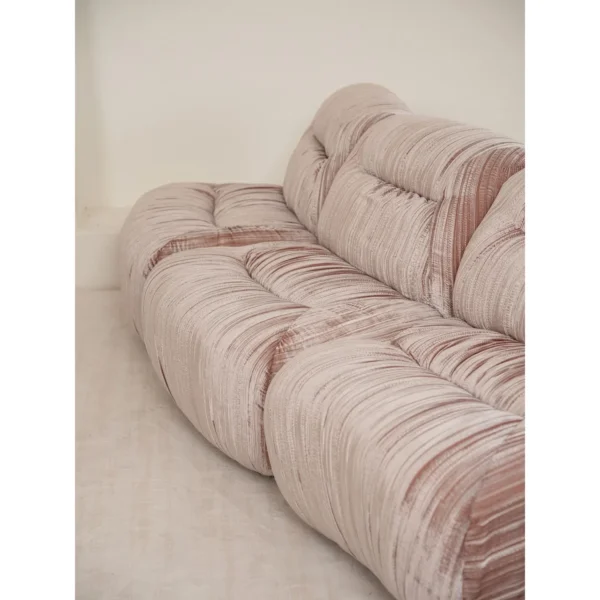 Lazy Two-Module Sofa in Dusty Pink Textured Velvet — in a room setting
