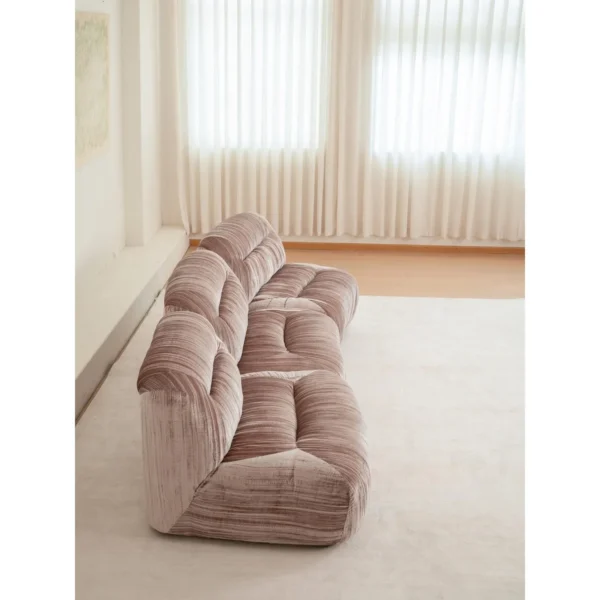 Lazy Two-Module Sofa in Dusty Pink Textured Velvet — in a room setting