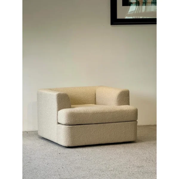 Lazy Single Lounge Sofa in Cream Faux Shearling — in a room setting