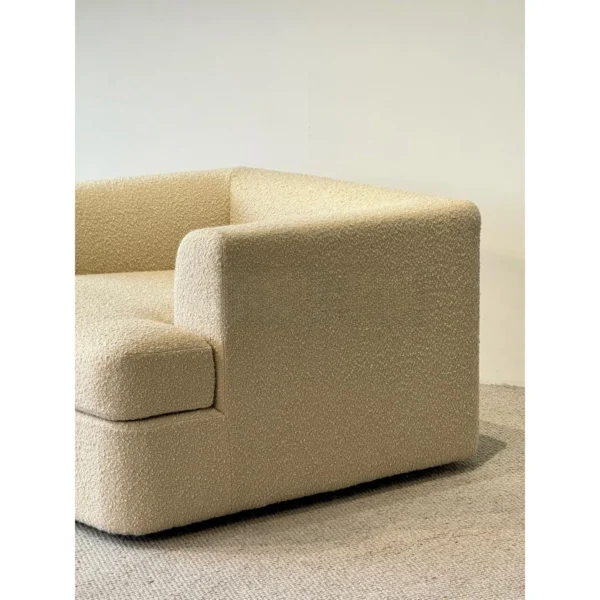 Lazy Single Lounge Sofa in Cream Faux Shearling — in a room setting