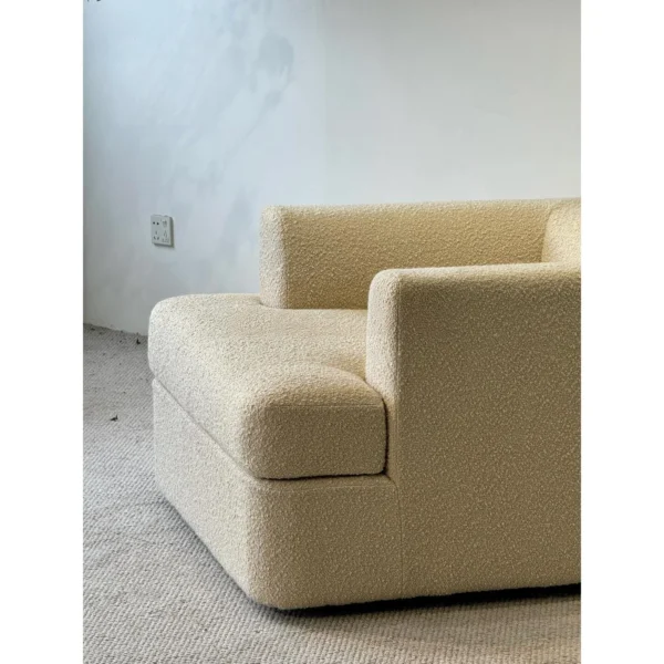 Lazy Single Lounge Sofa in Cream Faux Shearling — in a room setting
