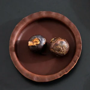 Round Cowhide Leather Tray in Dark Coffee, Small or Large — front view