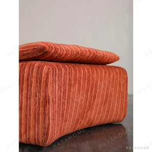 Leisure Lounge Chair with Ottoman in Orange Corduroy — in a room setting