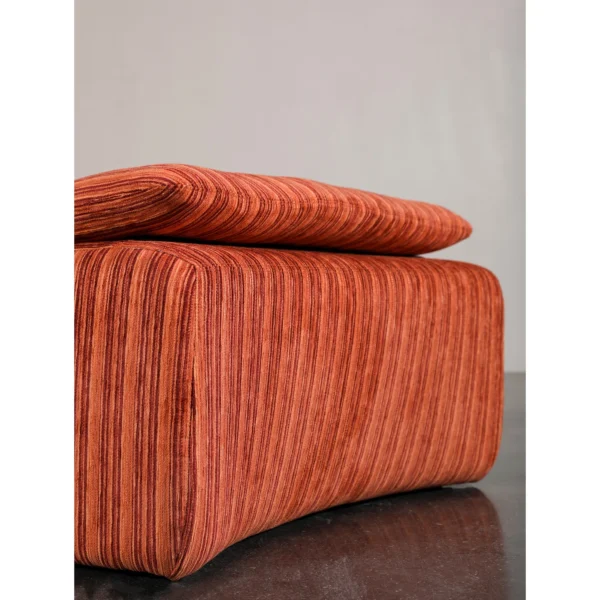 Leisure Lounge Chair with Ottoman in Orange Corduroy — in a room setting