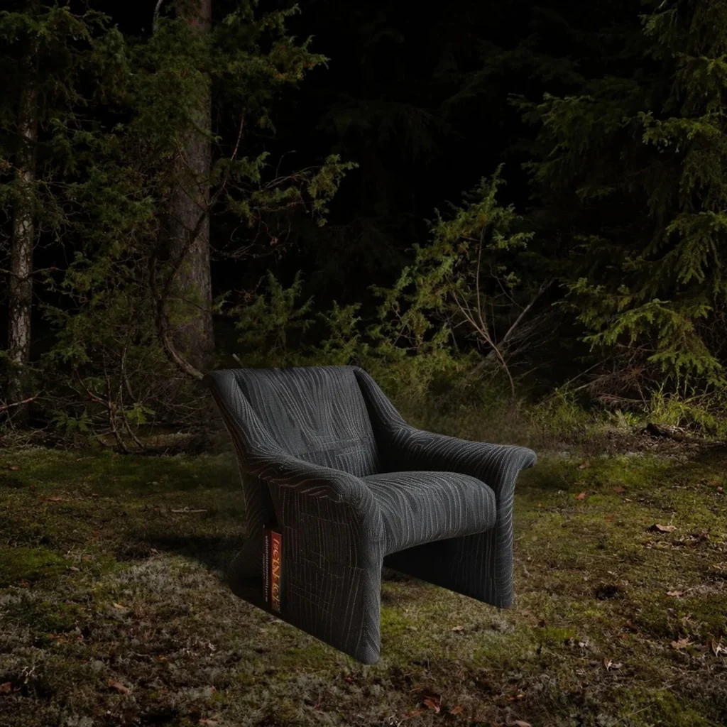 Leisure Wandering Lounge Chair in Pleated Charcoal Fabric — front view