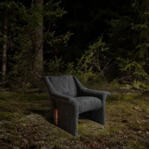 Leisure Wandering Lounge Chair in Pleated Charcoal Fabric — front view