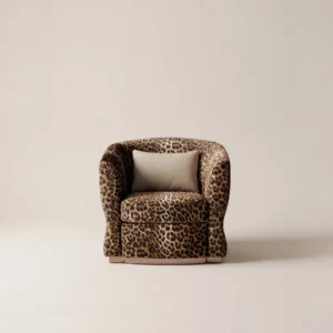 Leopard Print Chair in steel — front view