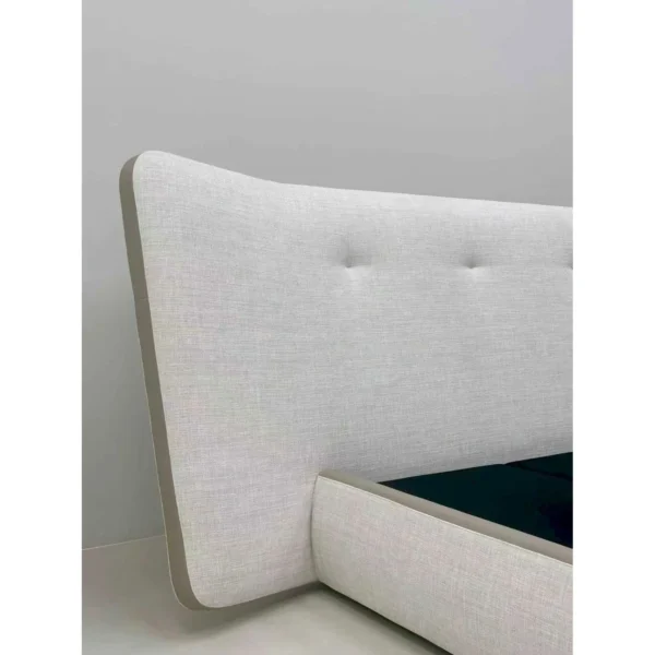 Levo Wide-Headboard Low Bed in oatmeal — in a room setting