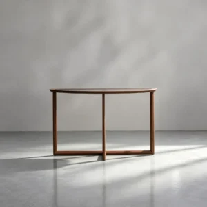 Walnut Console with Glass Top and Rounded Ends, 120 cm in walnut — front view