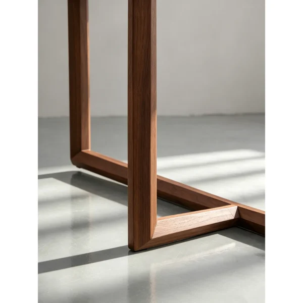 Walnut Console with Glass Top and Rounded Ends, 120 cm in walnut — in a room setting