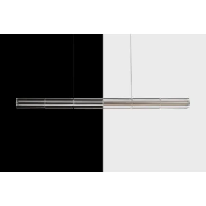 Linear Rectangular Crystal Column Pendant Light, 120 or 160 in ivory — in a room setting
