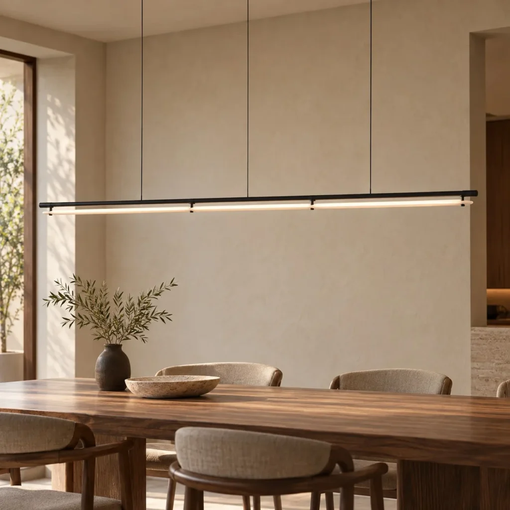 Linear Thin Glass Sheet Pendant Light, 120 or 160 cm in black — front view
