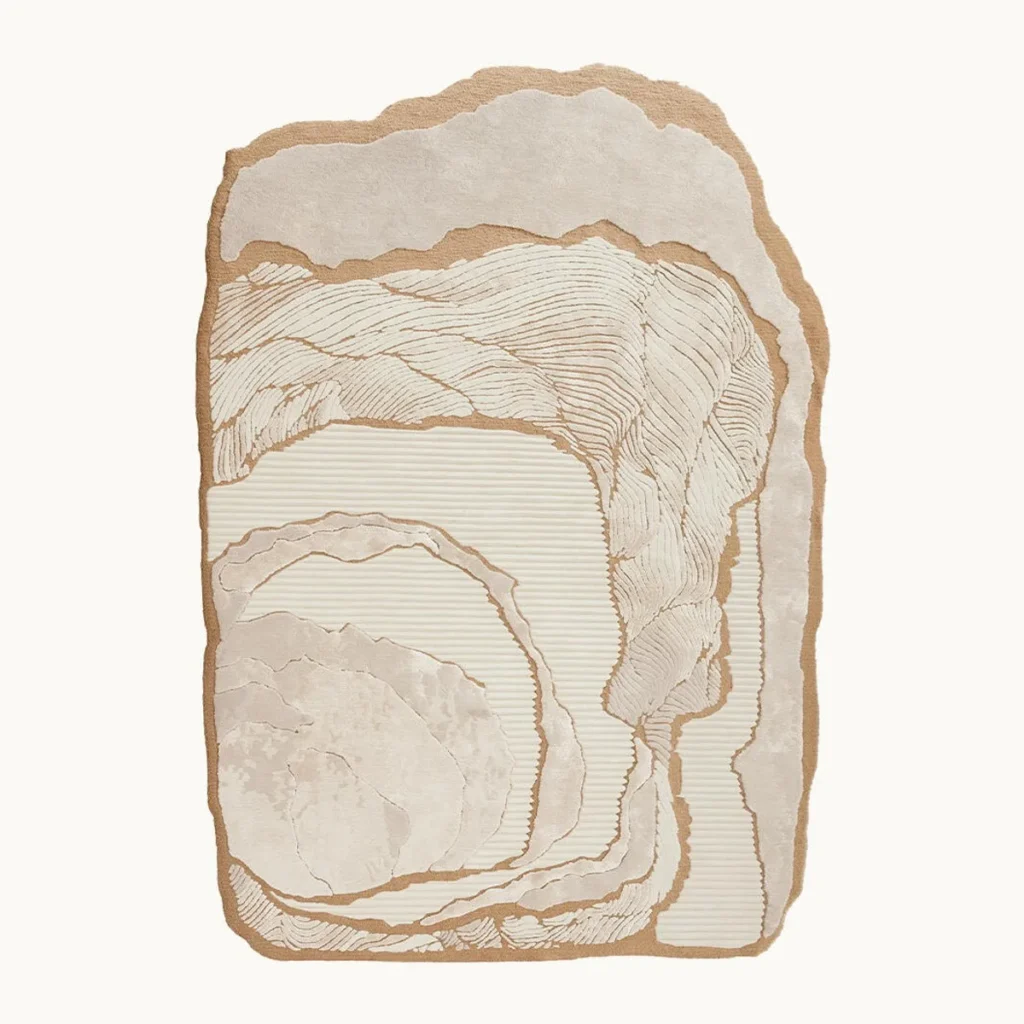 Irregular Stone Contour Rug in Cream and Tan — front view