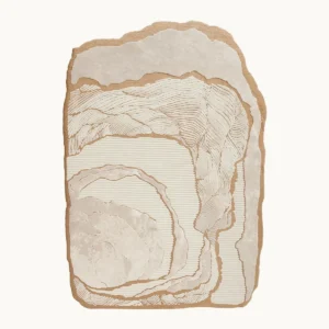 Irregular Stone Contour Rug in Cream and Tan — front view