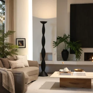 Twisted Black Column Floor Lamp with Uplight in black — front view