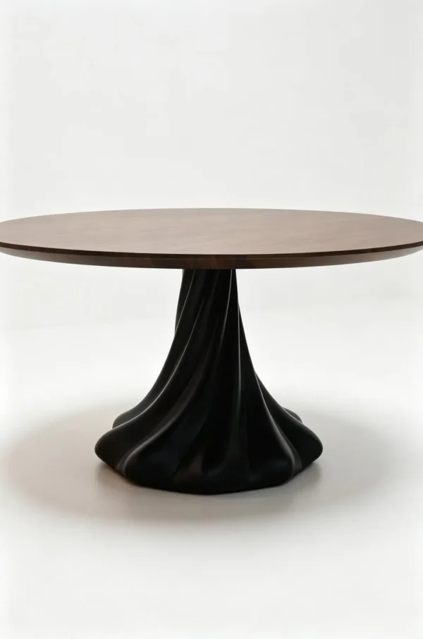 Lotus-Base Round Dining Table in Ash — detail
