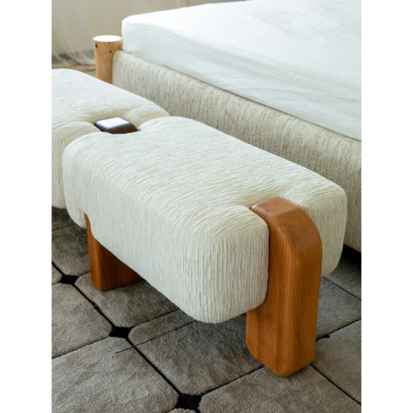 Lotus Root Modular Bench in Cream Chenille, 150 cm — in a room setting