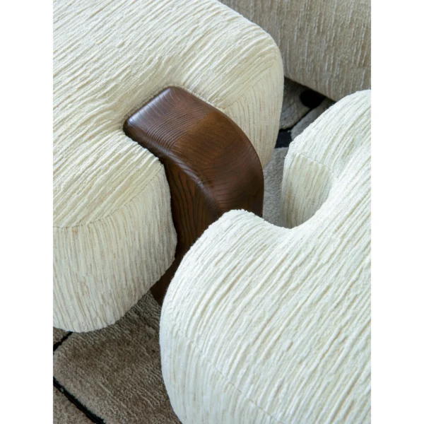 Lotus Root Modular Bench in Cream Chenille, 150 cm — in a room setting