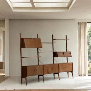 Louis Mid-Century Wall Unit in clay — front view