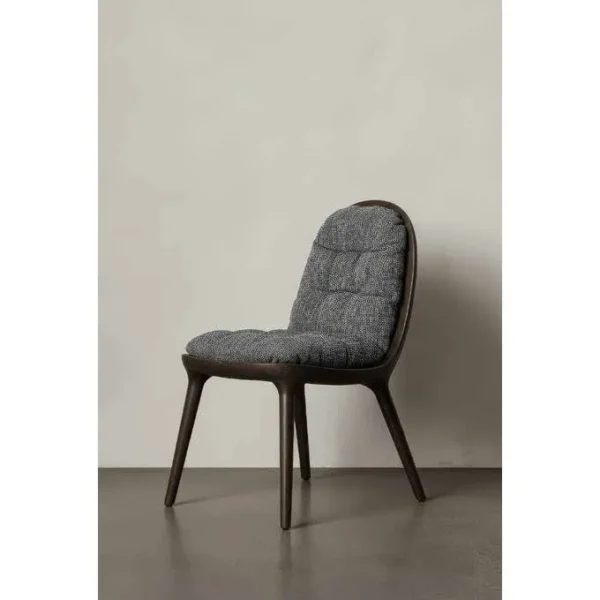 Luna Bent Wood Lounge Chair with Burgundy Velvet Cushion in walnut — in a room setting