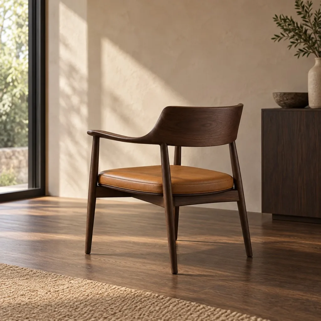 Moma Dark Wood Armchair in walnut — front view
