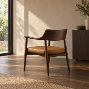 Moma Dark Wood Armchair in walnut — front view