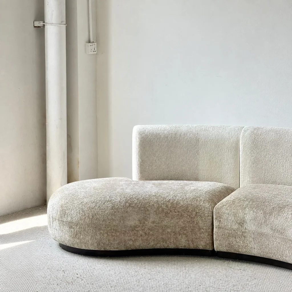 Low Saturation French Sofa in performance fabric — front view