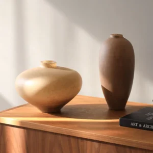 Wabi-Sabi Matte Glass Vases in Cream, Brown or Milk White — front view