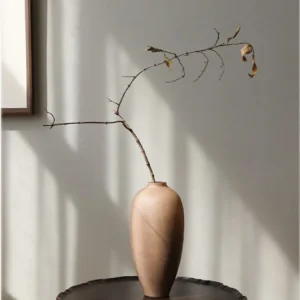 Wabi-Sabi Matte Glass Vases in Cream, Brown or Milk White — in a room setting
