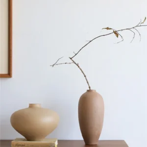 Wabi-Sabi Matte Glass Vases in Cream, Brown or Milk White — in a room setting
