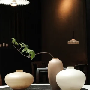 Wabi-Sabi Matte Glass Vases in Cream, Brown or Milk White — in a room setting