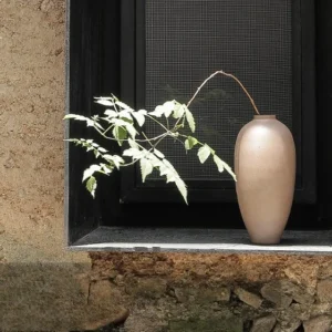 Wabi-Sabi Matte Glass Vases in Cream, Brown or Milk White — in a room setting