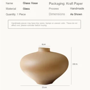 Wabi-Sabi Matte Glass Vases in Cream, Brown or Milk White — dimensions