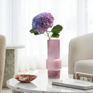 Light Peach Glass Vases in Mid-Century Forms, Three Sizes — front view